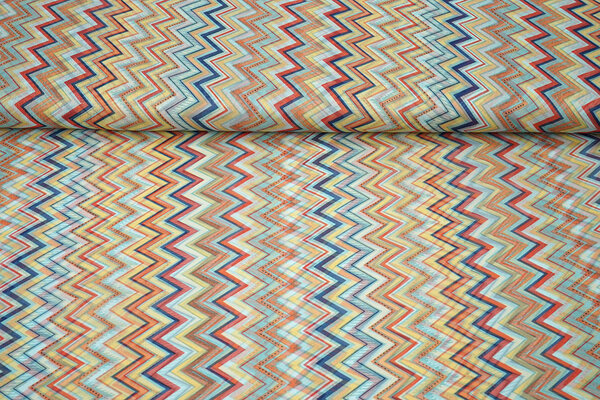 Chifón Estampado ZigZag Cora Multi Chifón Estampado ZigZag Cora Multi