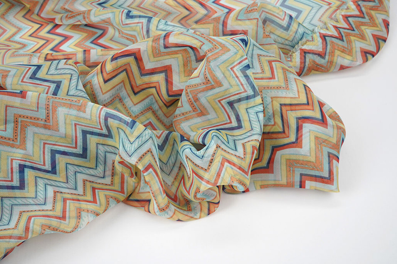 Chifón Estampado ZigZag Cora Multi Chifón Estampado ZigZag Cora Multi