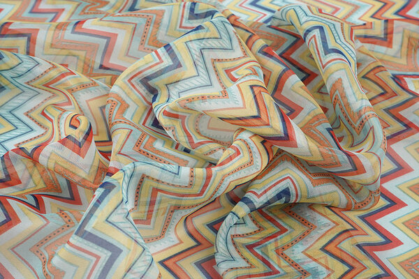 Chiffon Stampato Zigzag Cora Multicolore Chiffon Stampato Zigzag Cora Multicolore