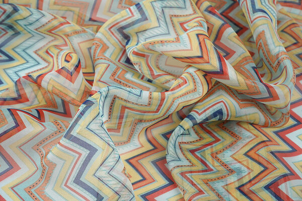 Chiffon Stampato Zigzag Cora Multicolore Chiffon Stampato Zigzag Cora Multicolore