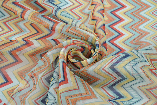 Chiffon Stampato Zigzag Cora Multicolore Chiffon Stampato Zigzag Cora Multicolore