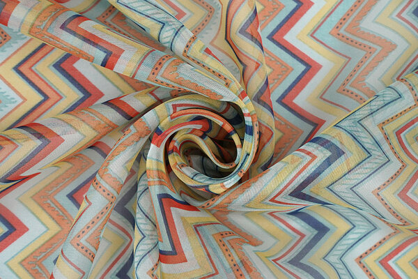 Chiffon Stampato Zigzag Cora Multicolore Chiffon Stampato Zigzag Cora Multicolore