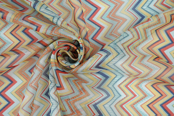 Chiffon Stampato Zigzag Cora Multicolore Chiffon Stampato Zigzag Cora Multicolore