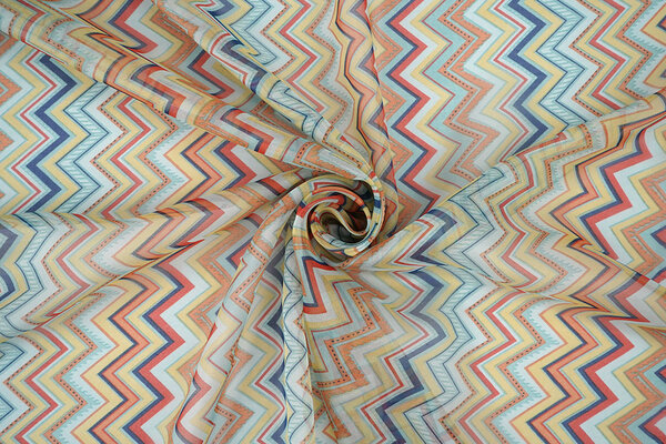 Chiffon Stampato Zigzag Cora Multicolore Chiffon Stampato Zigzag Cora Multicolore