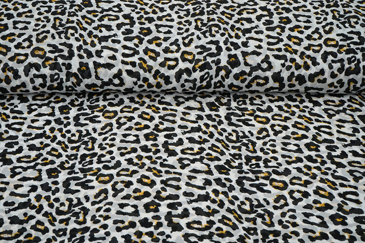 Chiffon Stampato Leopardo Bianco Sporco Chiffon Stampato Leopardo Bianco Sporco