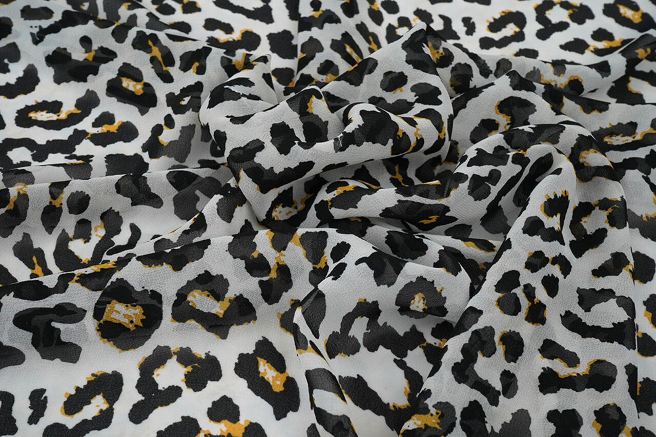 Chifón Estampado Leopardo Blanco Roto Chifón Estampado Leopardo Blanco Roto
