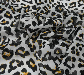 Chiffon Bedruckt Panther Off-White Chiffon Bedruckt Panther Off-White
