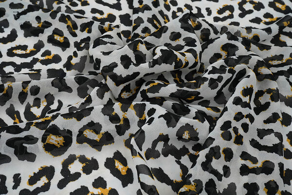 Chiffon Stampato Leopardo Bianco Sporco Chiffon Stampato Leopardo Bianco Sporco