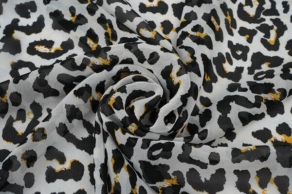 Chifón Estampado Leopardo Blanco Roto Chifón Estampado Leopardo Blanco Roto