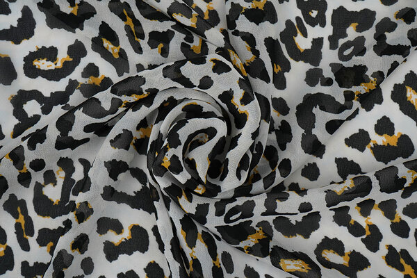 Chiffon Stampato Leopardo Bianco Sporco Chiffon Stampato Leopardo Bianco Sporco