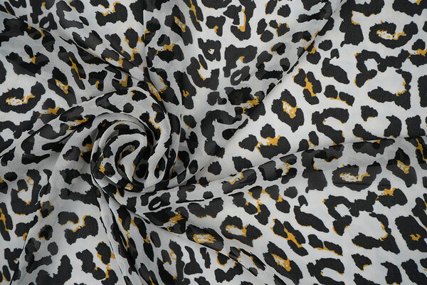 Chifón Estampado Leopardo Blanco Roto Chifón Estampado Leopardo Blanco Roto