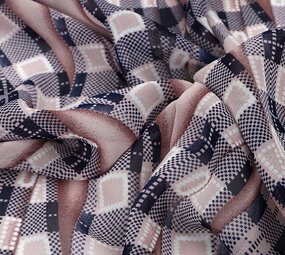 Chiffon Stampato Bari Rosa Blu Navy Chiffon Stampato Bari Rosa Blu Navy