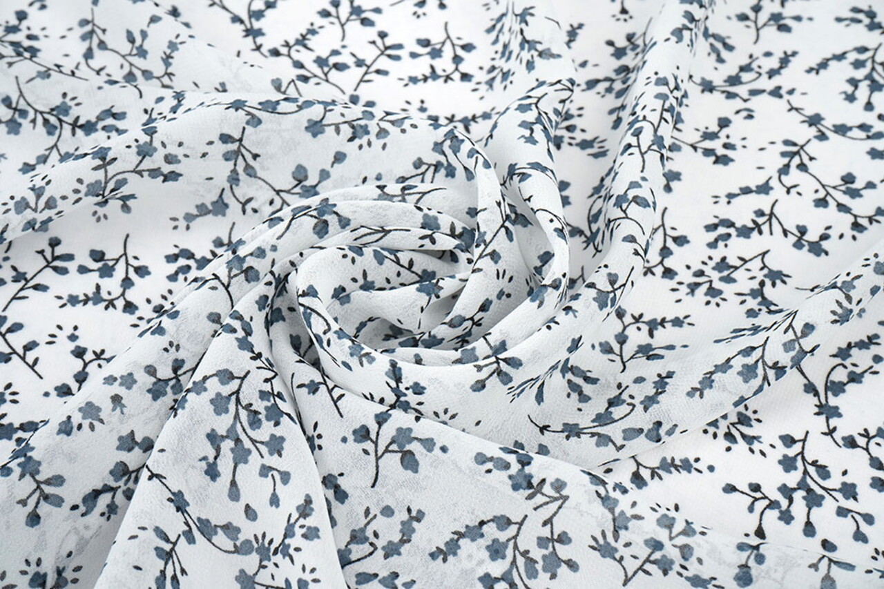 Chiffon Stampato Bloesem Tak Bianco Sporco