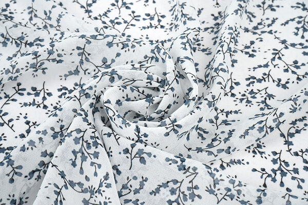 Chiffon Stampato Bloesem Tak Bianco Sporco