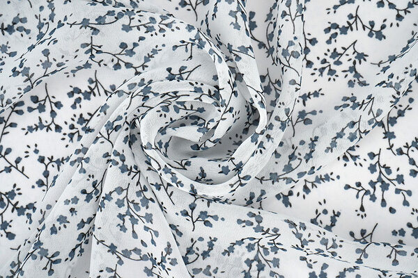 Chiffon Stampato Bloesem Tak Bianco Sporco