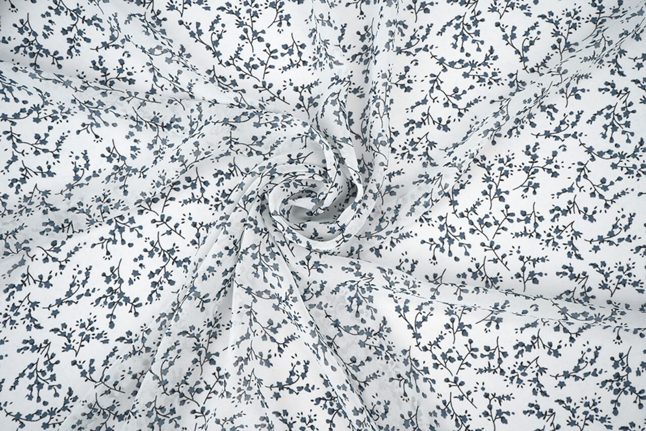 Chiffon Stampato Bloesem Tak Bianco Sporco