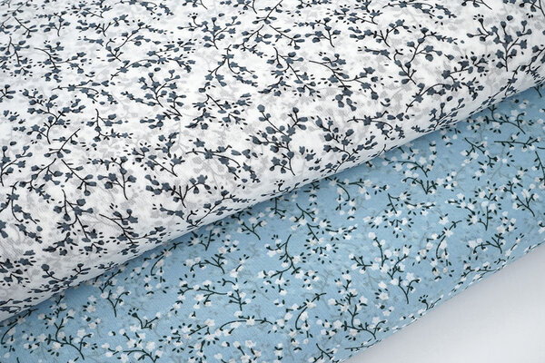 Chiffon Stampato Bloesem Tak Bianco Sporco