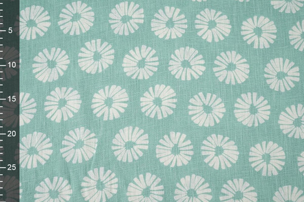 Oeko-Tex® Gewaschenes Leinen Blumen Minzgrün Oeko-Tex® Gewaschenes Leinen Blumen Minzgrün