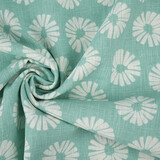 Oeko-Tex®  Gewaschenes Leinen Blumen Minzgrün Oeko-Tex®  Gewaschenes Leinen Blumen Minzgrün