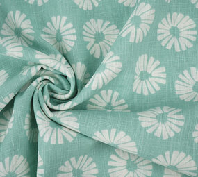 Oeko-Tex®  Gewassen Linnen Bloemen Mint Groen Oeko-Tex®  Gewassen Linnen Bloemen Mint Groen