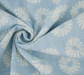Oeko-Tex®  Washed Linen Flowers Light Blue Oeko-Tex®  Washed Linen Flowers Light Blue