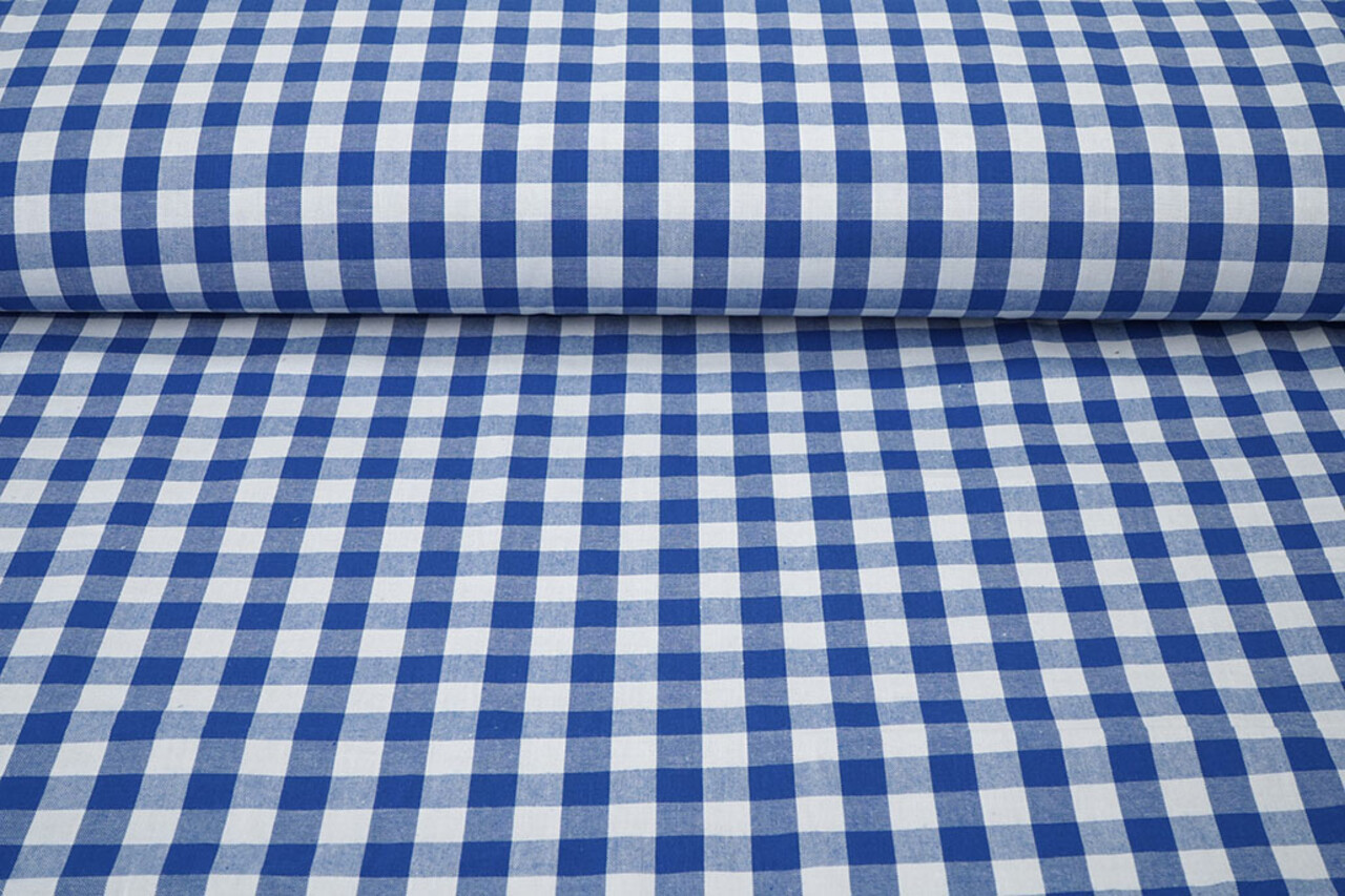 Gingham Check 16 mm Cobalt Blue