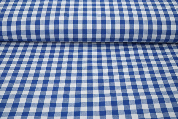 Gingham Check 16 mm Cobalt Blue