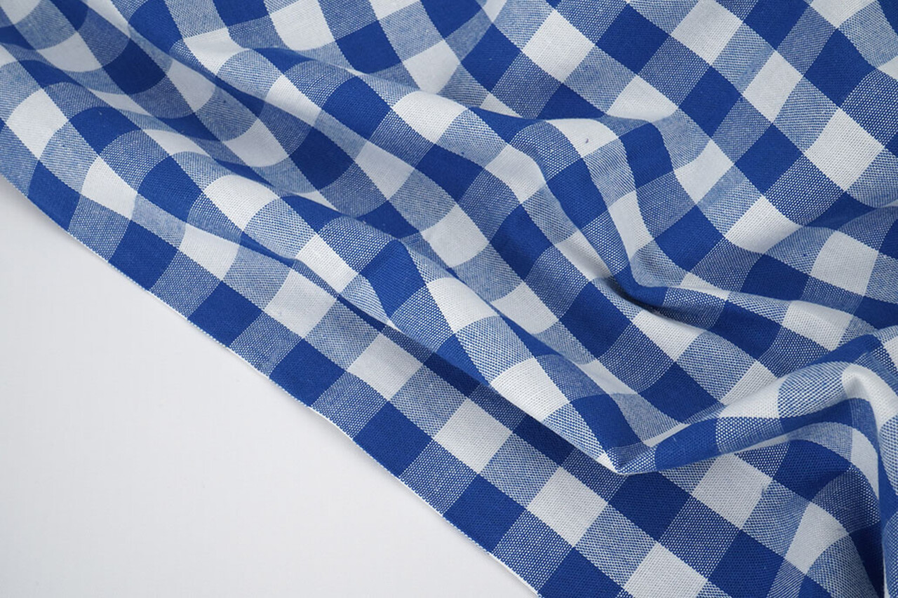 Gingham Check 16 mm Cobalt Blue