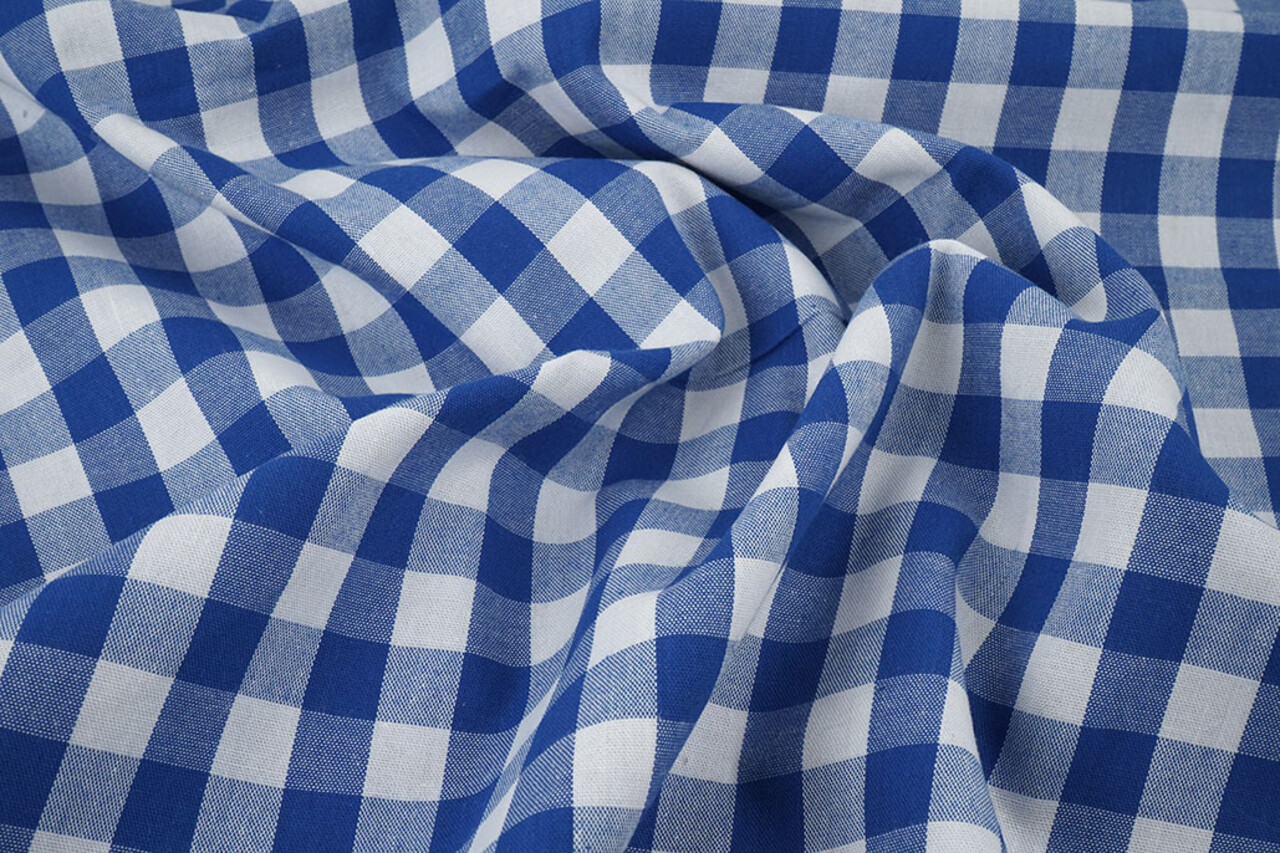 Gingham Check 16 mm Cobalt Blue