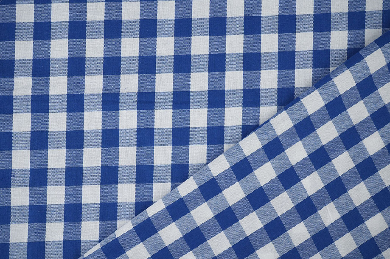 Gingham Check 16 mm Cobalt Blue