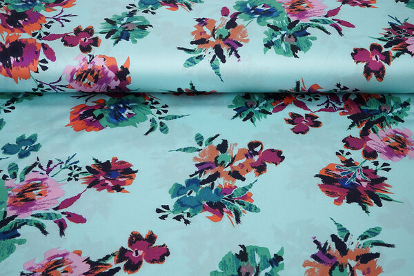 Stretch Satin Bedruckt Blumen Sophie