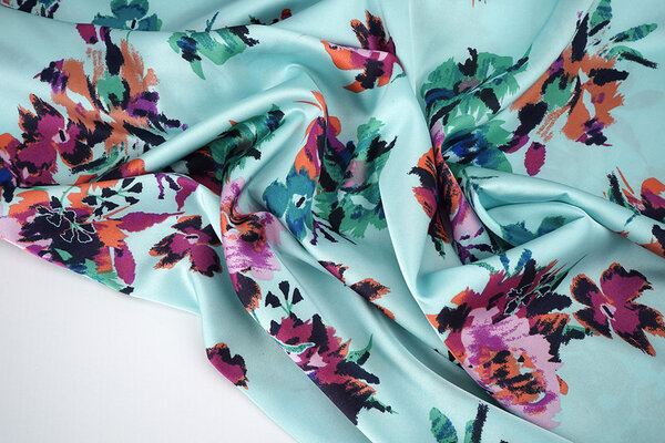 Stretch Satin Printed Flowers Sophie