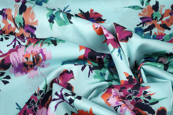 Stretch Satin Bedruckt Blumen Sophie