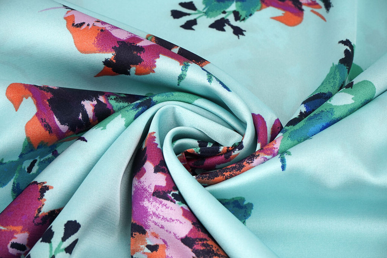 Stretch Satin Printed Flowers Sophie