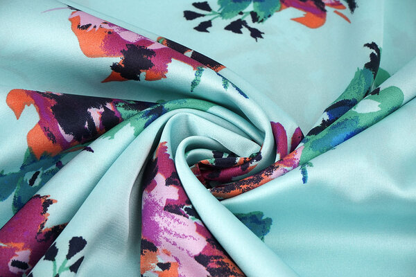 Stretch Satin Printed Flowers Sophie