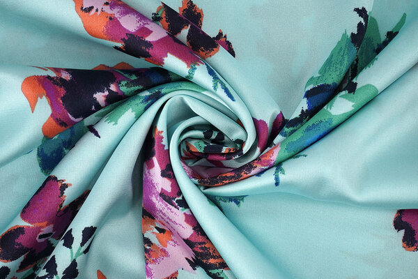 Stretch Satin Printed Flowers Sophie