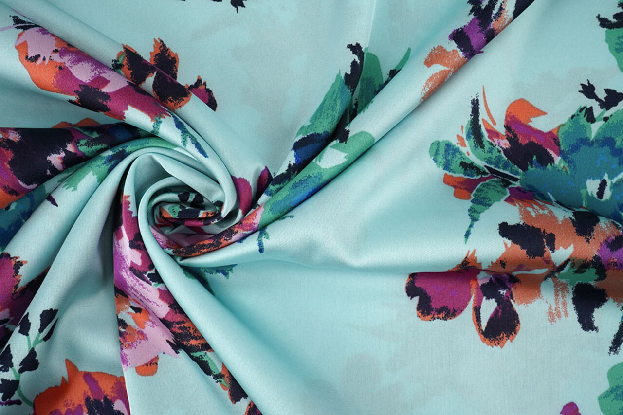 Stretch Satin Printed Flowers Sophie