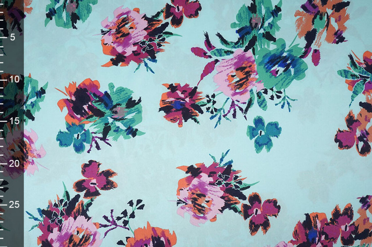 Stretch Satin Printed Flowers Sophie