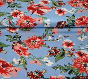 Stretch Satijn Bedrukt Bloemen Miriam Stretch Satijn Bedrukt Bloemen Miriam