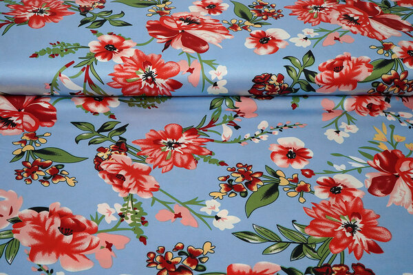 Stretch Raso Stampato Fiori Miriam Stretch Raso Stampato Fiori Miriam