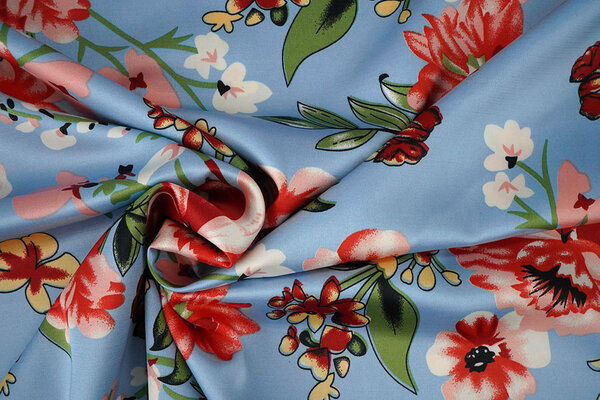 Satén Elástico Estampado Flores Miriam