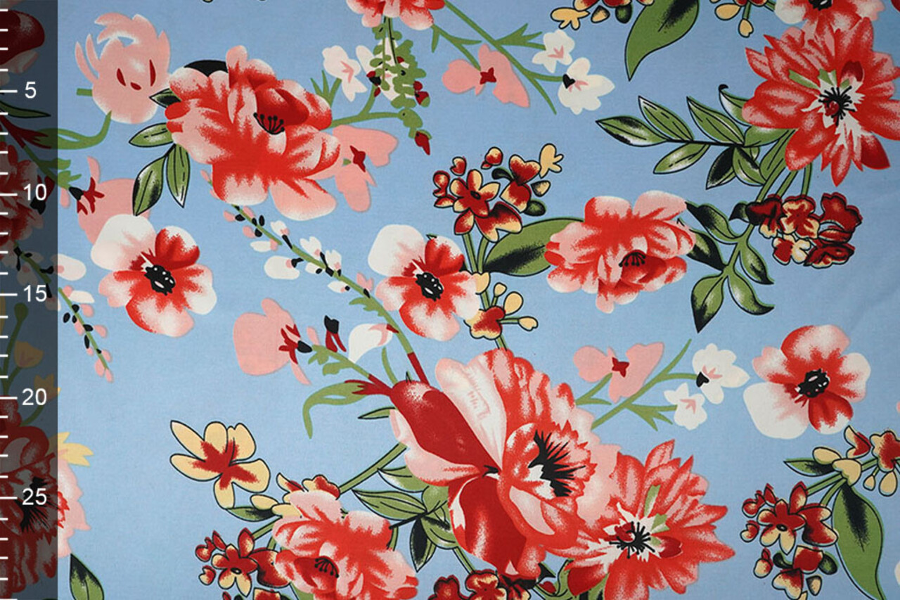 Stretch Satin Printed Flowers Miriam