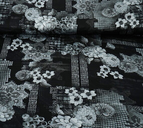 Stretch Satin Bedruckt Blumen Satu Stretch Satin Bedruckt Blumen Satu
