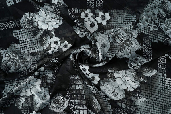 Stretch Satin Printed Flowers Satu Stretch Satin Printed Flowers Satu