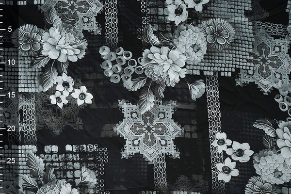 Stretch Satin Printed Flowers Satu Stretch Satin Printed Flowers Satu