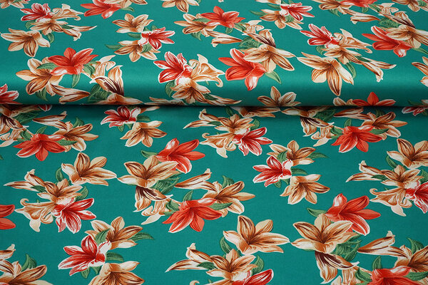 Stretch Satin Printed Flowers Sarah