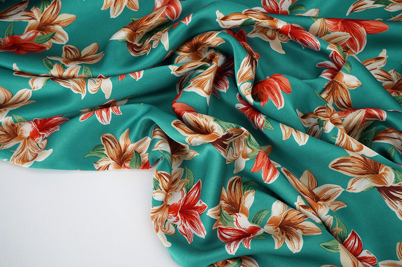 Stretch Raso Stampato Fiori Sarah