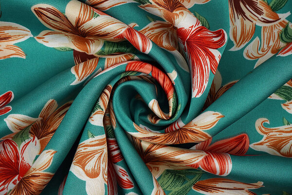 Stretch Satin Printed Flowers Sarah