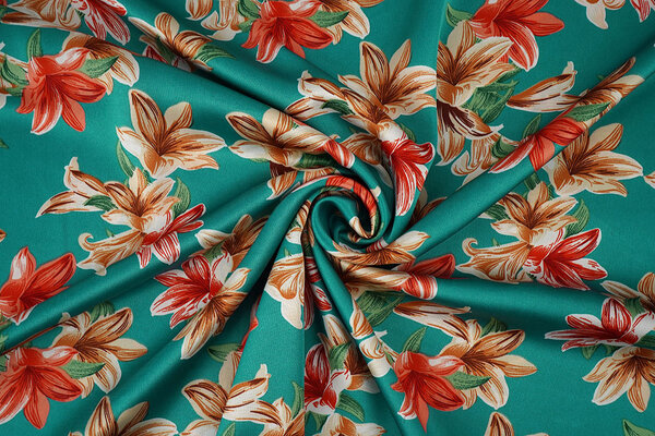 Stretch Satin Printed Flowers Sarah