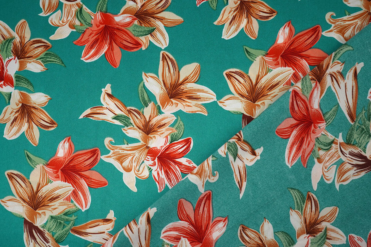 Stretch Raso Stampato Fiori Sarah